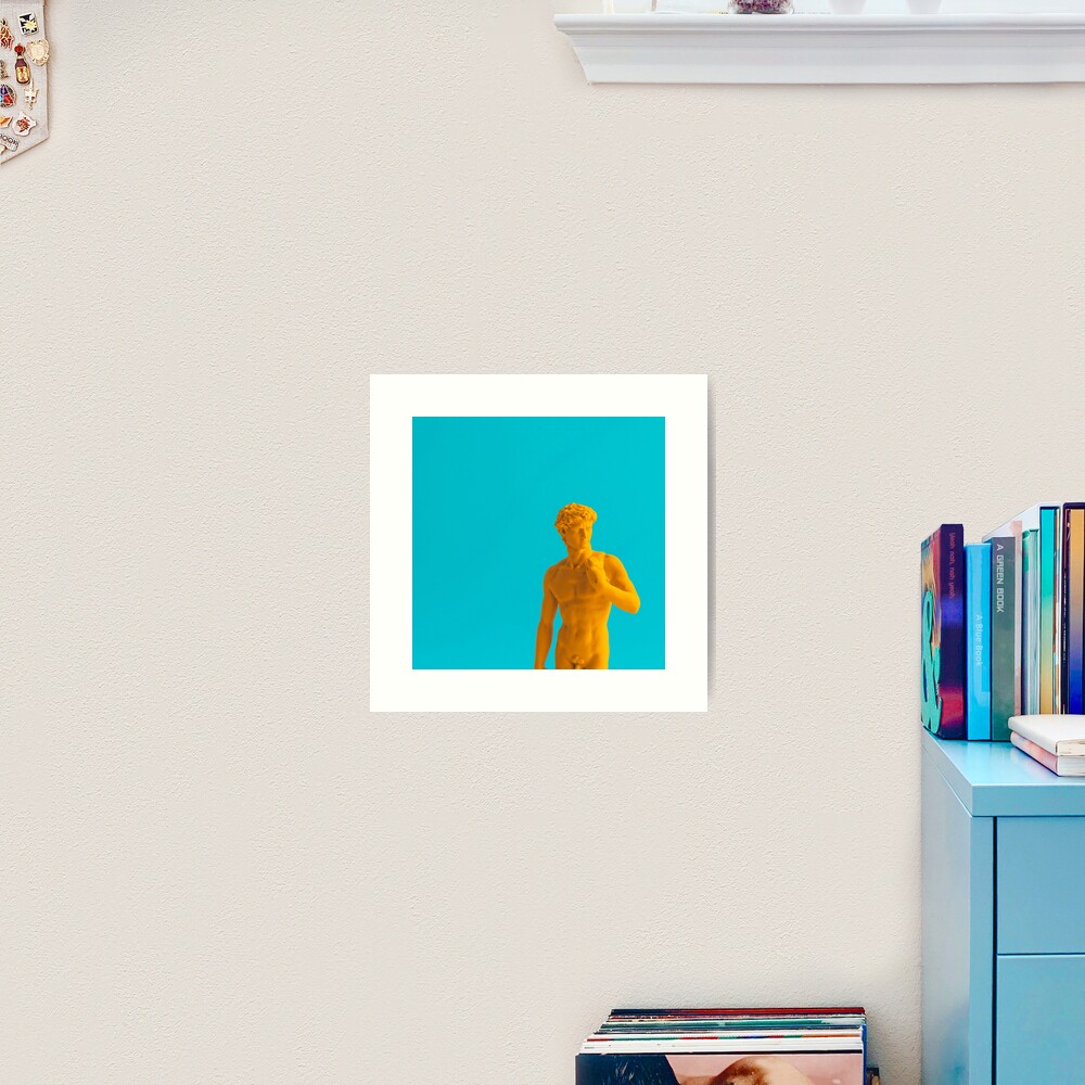 Yellow neon statue Art Print