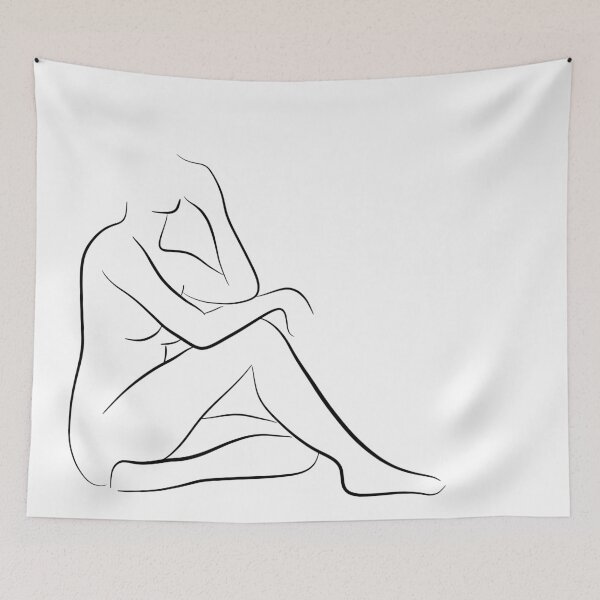 Item preview, Nude Girl Line Drawing - Thoughtful Thea designed and sold by Melody Watson.