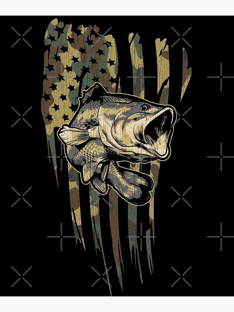Camo US Flag Bass Fishing | Art Print