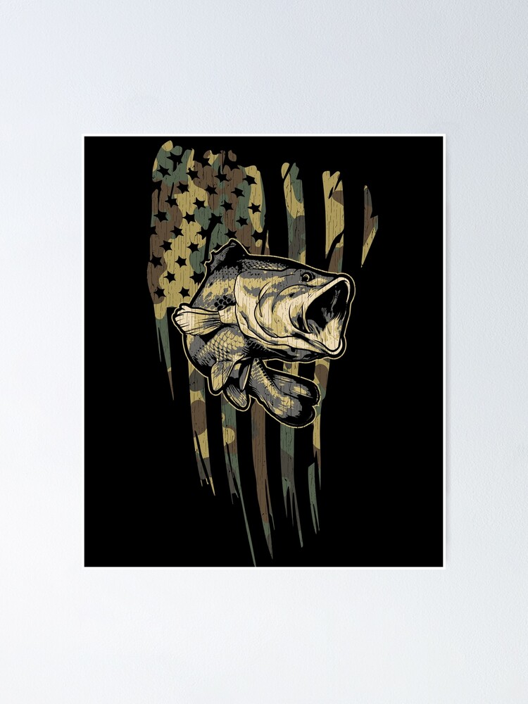 Camo US Flag Bass Fishing Poster for Sale by Daily Grind 19