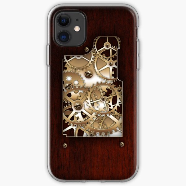 Brass and wood Steampunk cover iPhone Soft Case