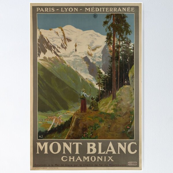 Item preview, PLM Mont Blanc Chamonix vintage travel poster designed and sold by stickart-marek.