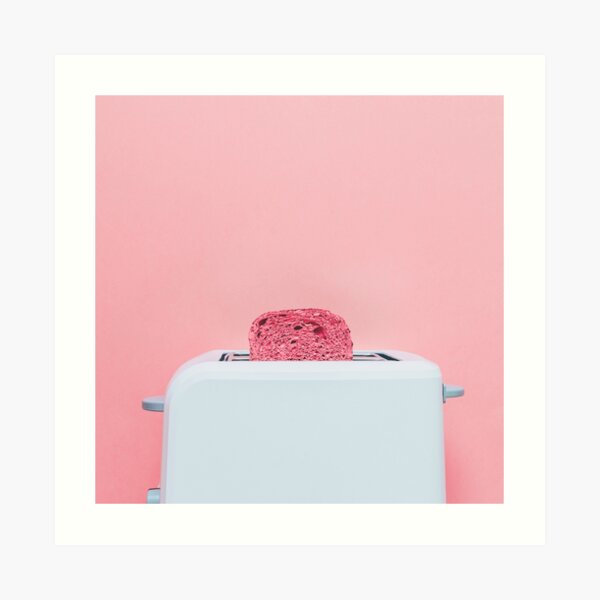 Pink toast in toaster Art Print