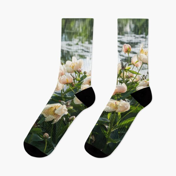 Item preview, On the Edge of the Pond - Soft Pink Peony Garden Abloom designed and sold by Georgia Mizuleva.