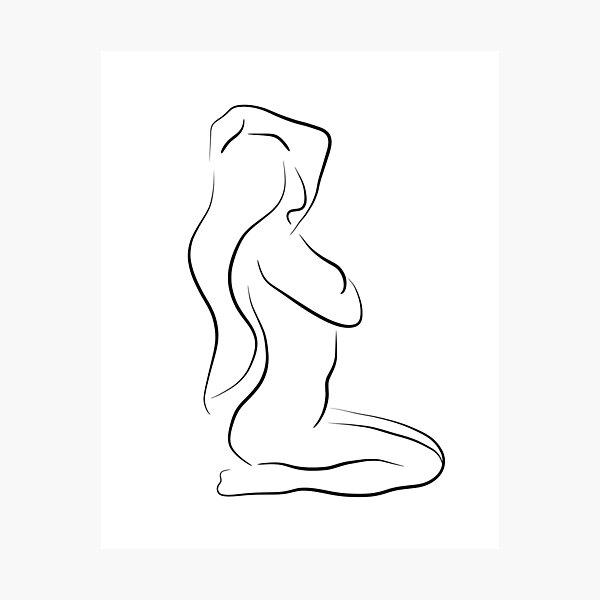 Sexy Woman Line Art Drawing - Visions of Vera Photographic Print