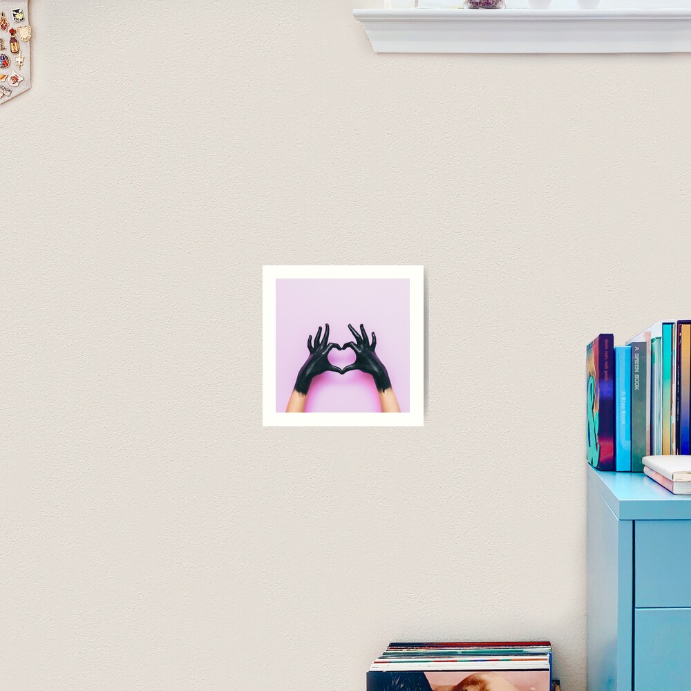 Black hands show heart Art Print