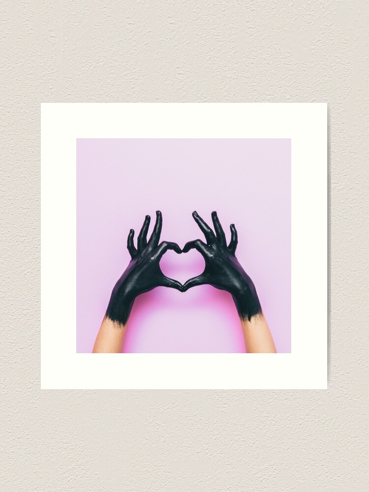 Alternate view of Black hands show heart Art Print