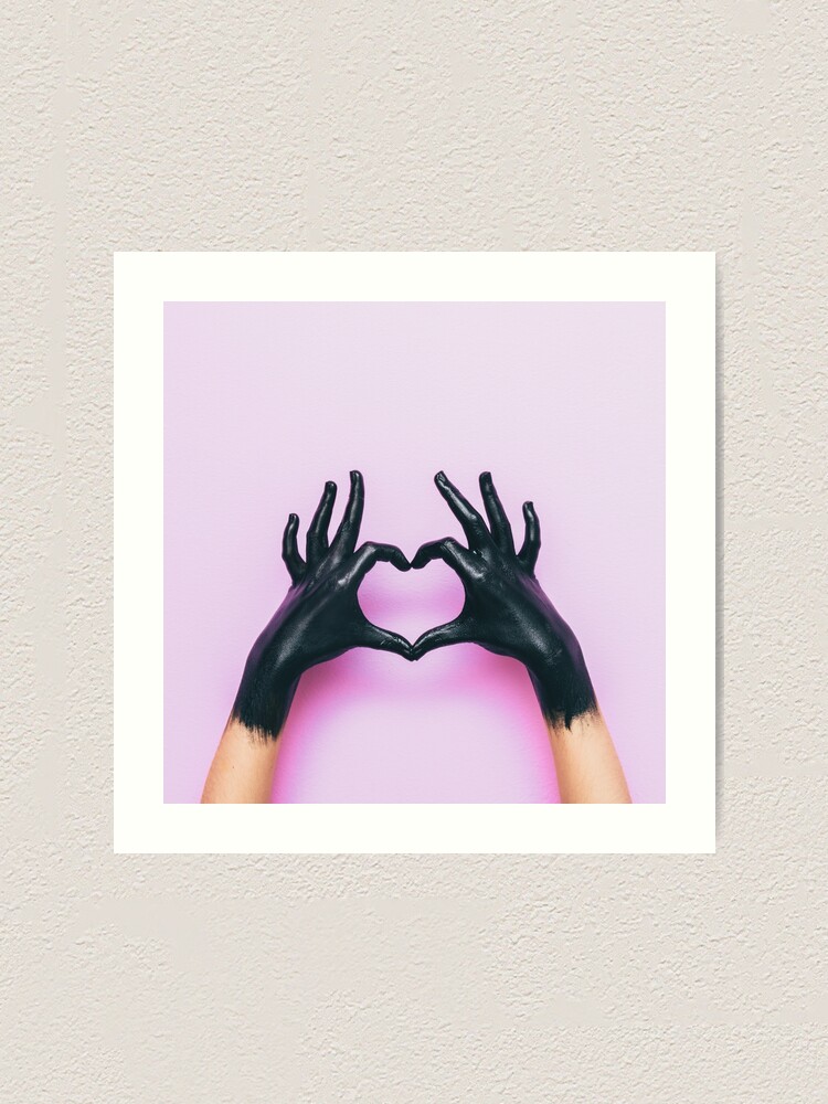 Alternate view of Black hands show heart Art Print