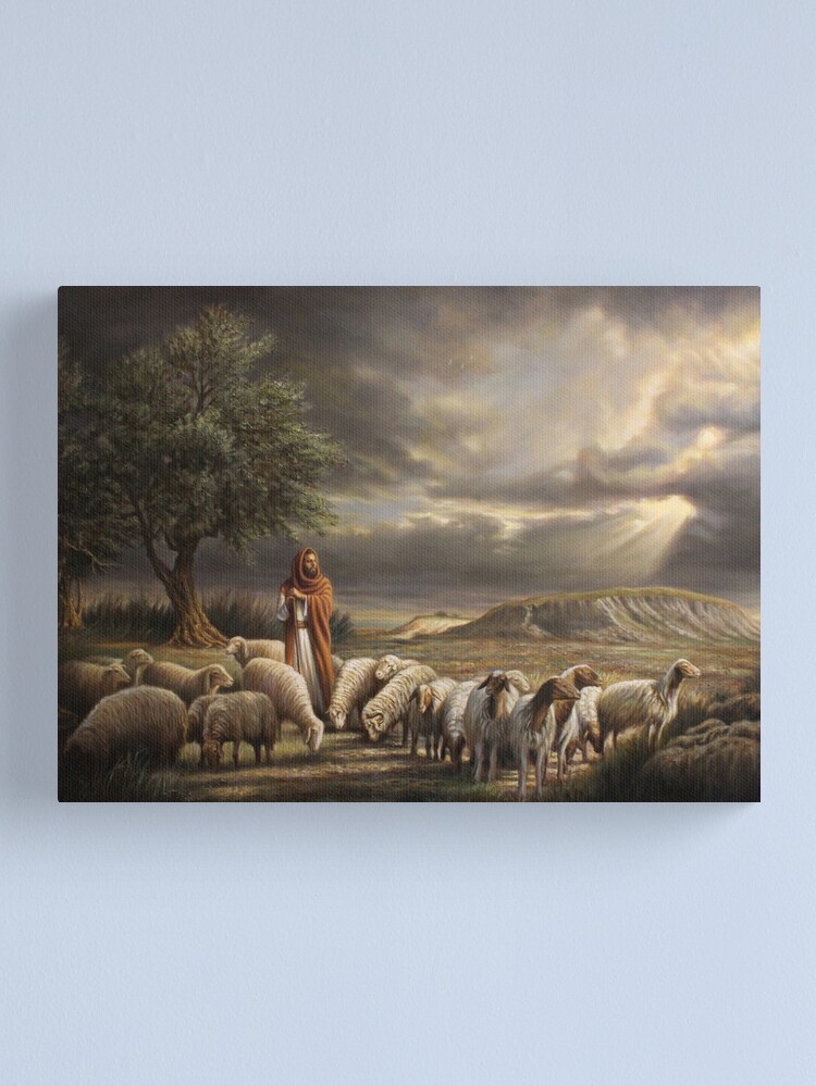 Alternate view of Shepherd with Flock Canvas Print