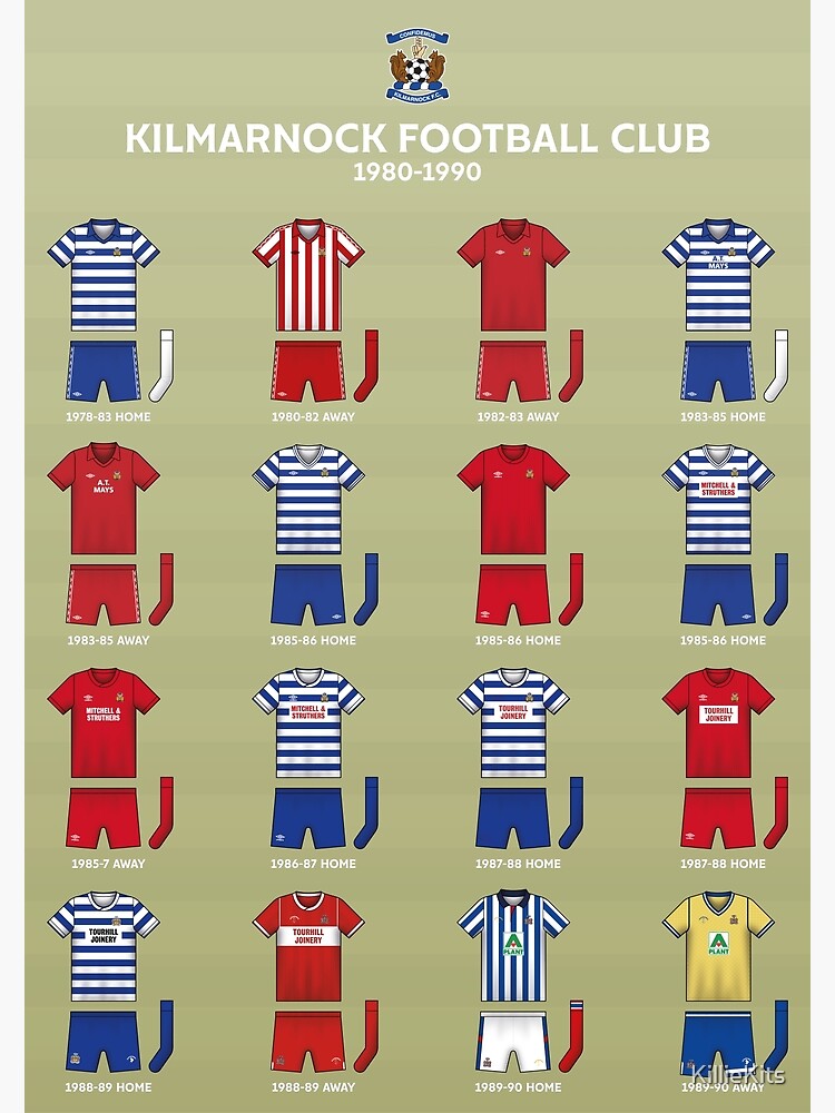 "Kilmarnock Kits 19801990" Poster for Sale by KillieKits Redbubble