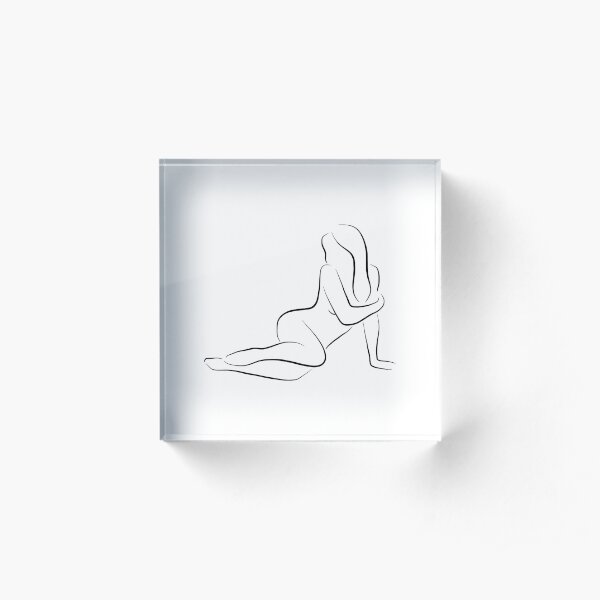 Sexy Female Figure Drawing - Lay Down Lena Acrylic Block