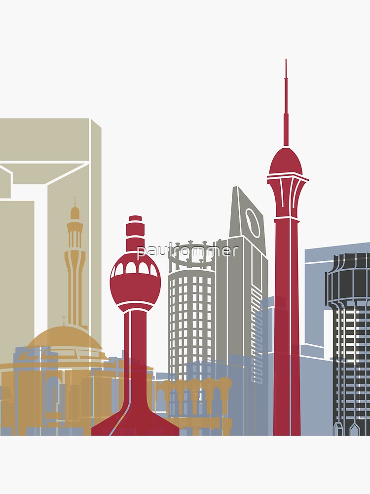 "Jeddah skyline poster" Sticker for Sale by paulrommer Redbubble