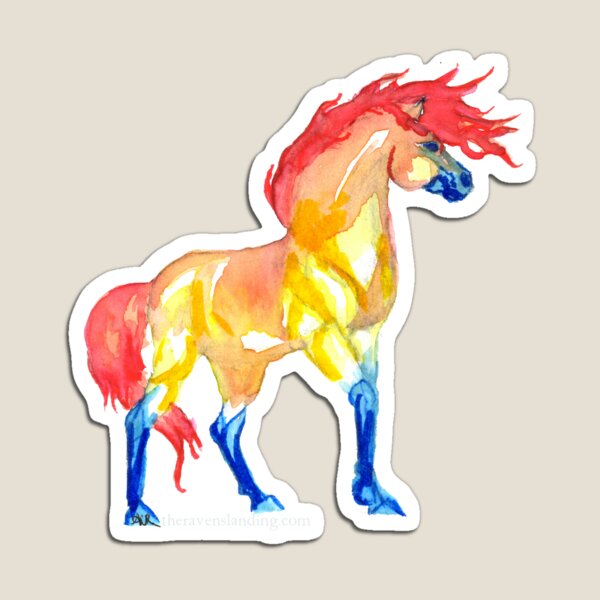 Wind Blown Fire Horse Magnet