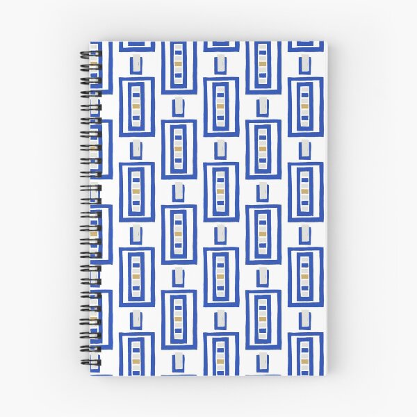 Item preview, Hand drawn geometric block print pattern - blue, grey, pink, white designed and sold by Designedbyallie.