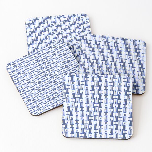 Item preview, Hand drawn geometric block print pattern - blue, grey, pink, white designed and sold by Designedbyallie.