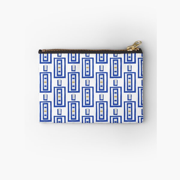 Item preview, Hand drawn geometric block print pattern - blue, grey, pink, white designed and sold by Designedbyallie.