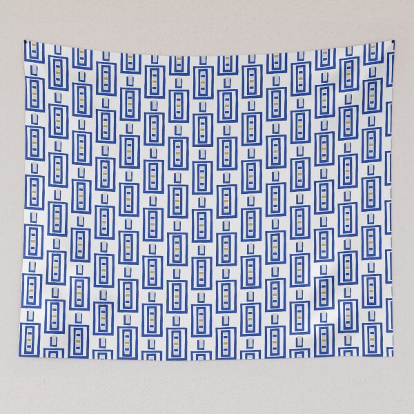 Item preview, Hand drawn geometric block print pattern - blue, grey, pink, white designed and sold by Designedbyallie.