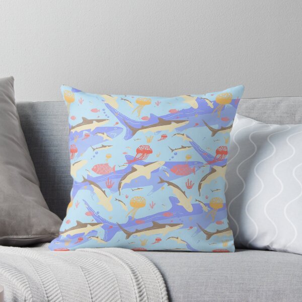 Item preview, blue shark surface pattern designed and sold by Jaz-ai.