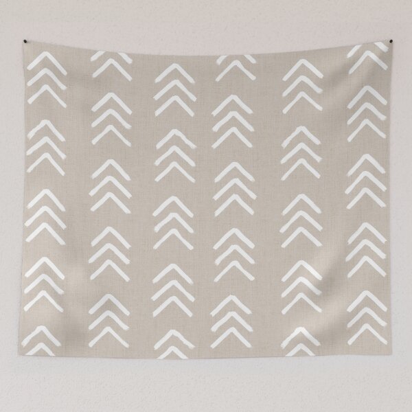 Item preview, White ink brushed arrow heads pattern with textured neutral background designed and sold by misentangled.