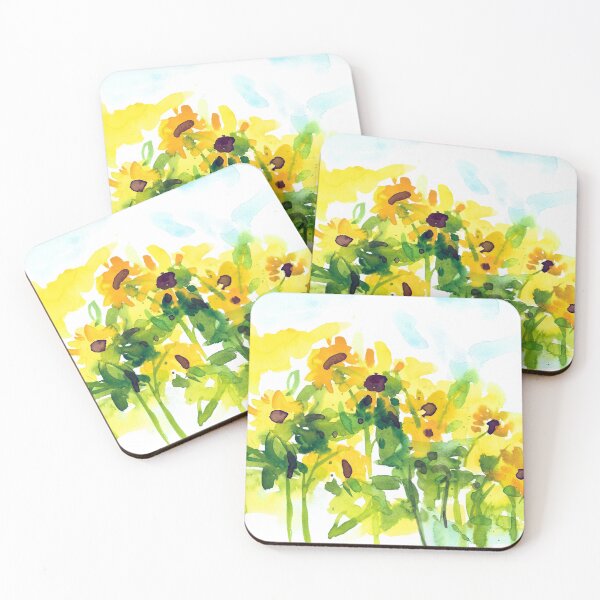 Item preview, Sunflowers, Sunflower Watercolor Painting, Yellow Flowers, Sunflower Field designed and sold by icecoolmountain.