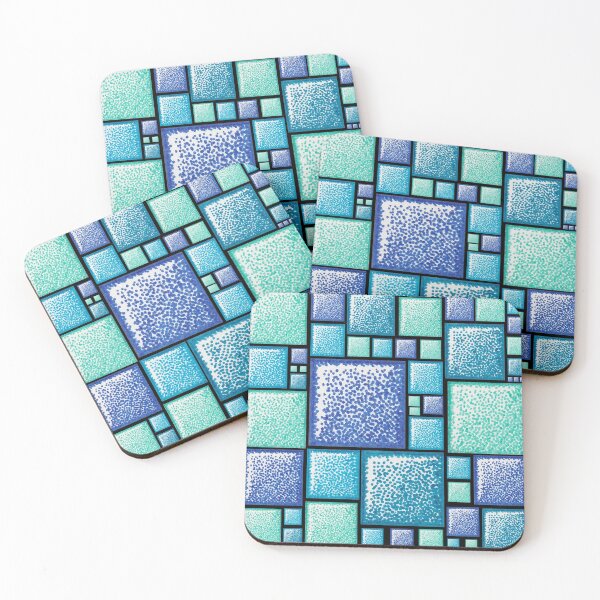 Item preview, Shades of blue abstract pattern pointillism painting designed and sold by MitoP.