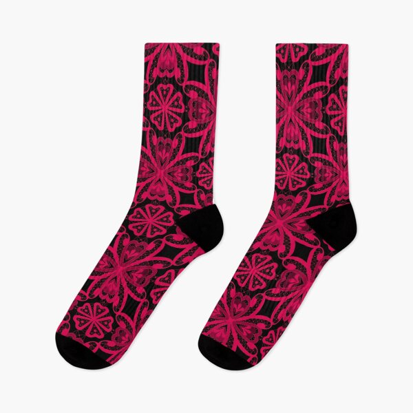 Item preview, Seamless crimson red romantic floral ornament lace black background designed and sold by fuzzyfox.