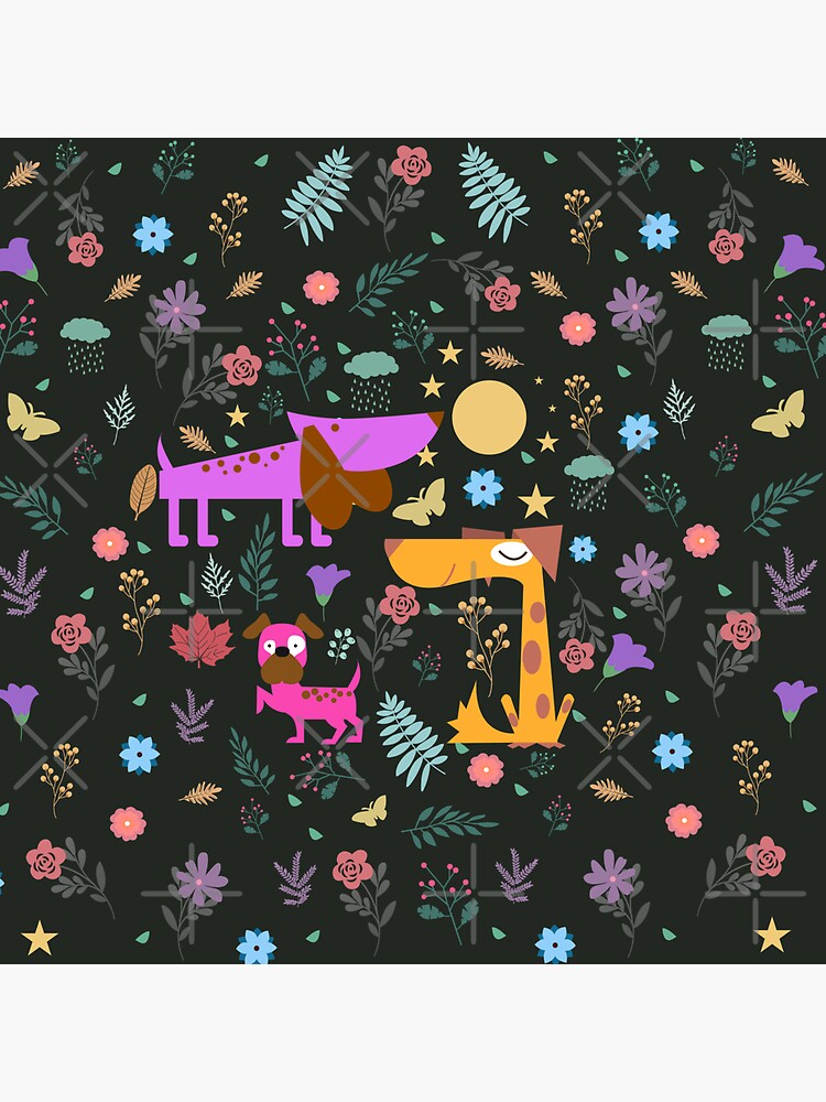 Dogs Are Awesome Midnight Floral Pattern by chanzds