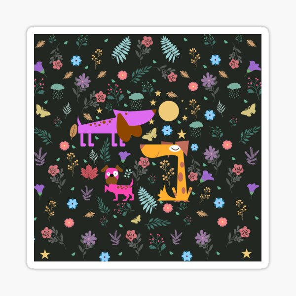 Dogs Are Awesome Midnight Floral Pattern Sticker