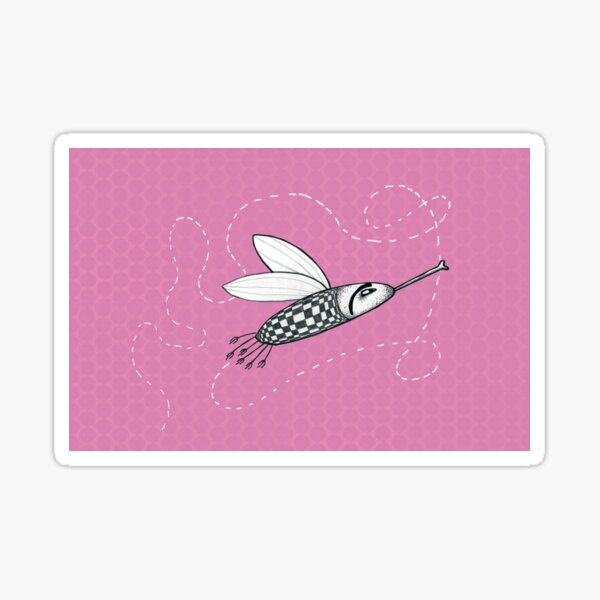 Fliege mit Schachbrett-Muster auf Rosa Hintergrund Sticker