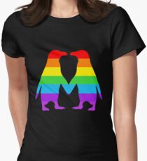 Regenbogen Pinguine in der Liebe. Tailliertes T-Shirt