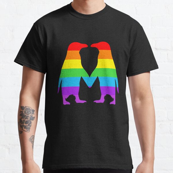 Rainbow penguins in love. Classic T-Shirt