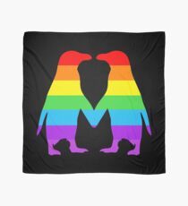 Rainbow penguins in love. Scarf