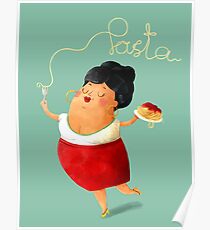 Spaghetti Pasta Lady Poster