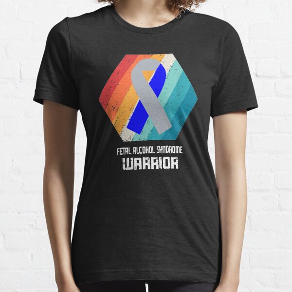 Fetal Alcohol Syndrome Awareness Warrior Support Survivor Blue & Silver Ribbon Gifts Essential T-Shirt