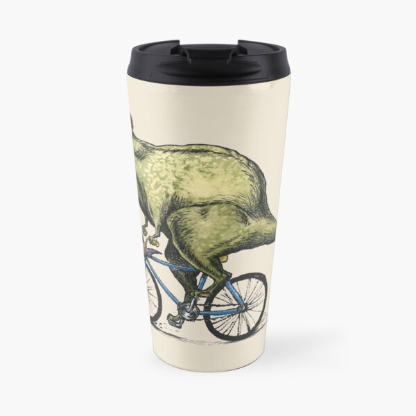 T-rex Bikers, Bicycle Riding Dinosaur Design Travel Mug