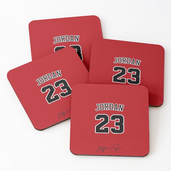 Michael Jordan with 23 Number RED Coasters (Set of 4)