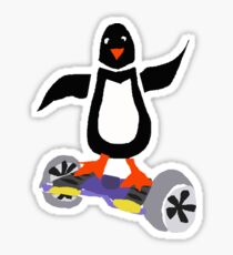 Funny Cool Penguin on Hoverboard Motorized Skateboard Sticker
