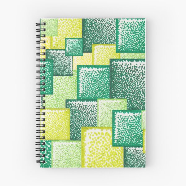 Item preview, Shades of green abstract squares pattern pointillism painting designed and sold by MitoP.