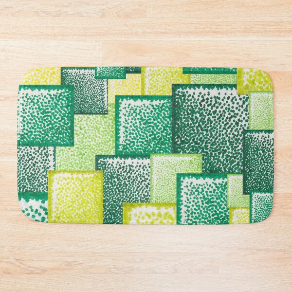 Item preview, Shades of green abstract squares pattern pointillism painting designed and sold by MitoP.