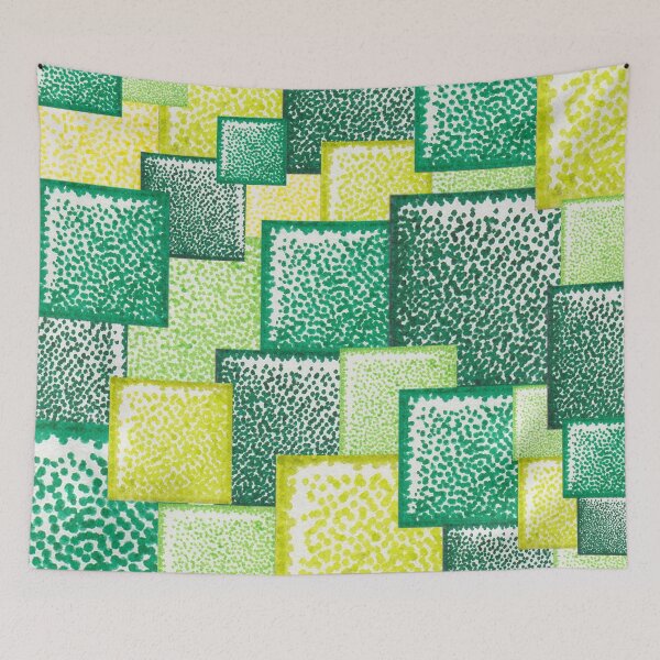 Item preview, Shades of green abstract squares pattern pointillism painting designed and sold by MitoP.