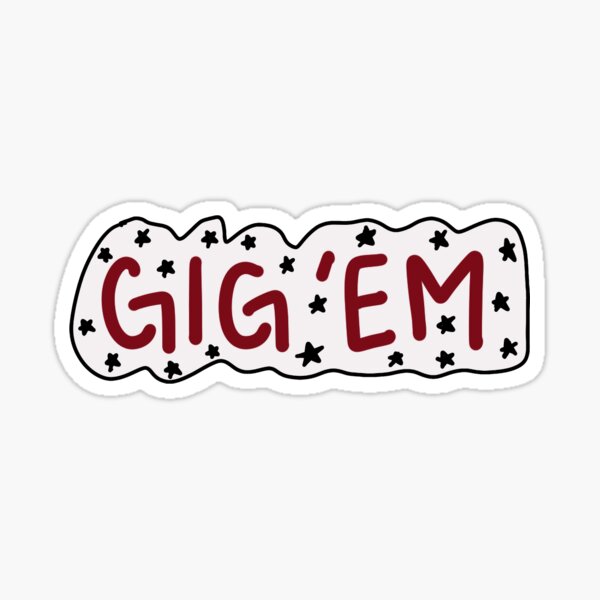 Scripty Gig 'Em Decal- Wht