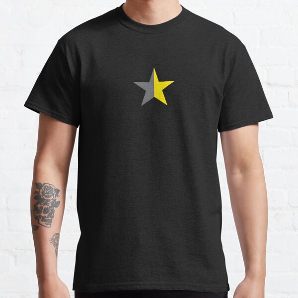Ancap Star flag black and yellow Anarchocapitalism on black background with stickers set (Real printed yellow color) Classic T-Shirt
