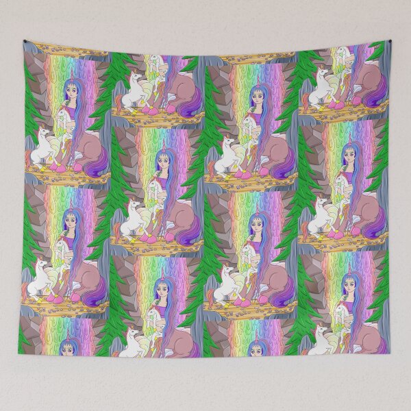 Item preview, Centaur and unicorns rainbow waterfall designed and sold by Melanie Jeyakkumar.