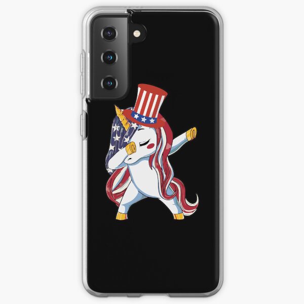 Dabbing Unicorn US Flag Funny Patriotic 4th of July Independence Day Costume Samsung Galaxy Soft Case