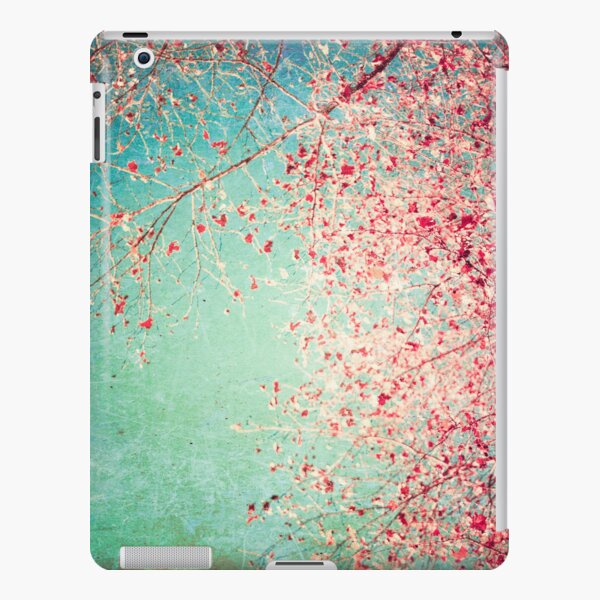 Pink autumn leafs on blue textured background iPad Snap Case