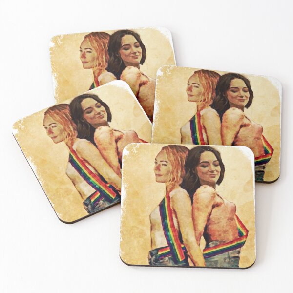 Item preview,  holding hands and wearing gay pride sashes :) designed and sold by Aemeth.