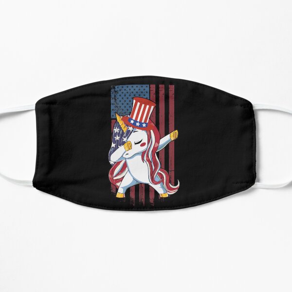 Dabbing Unicorn American Flag Funny 4th of July Independence Day Costume Flat Mask