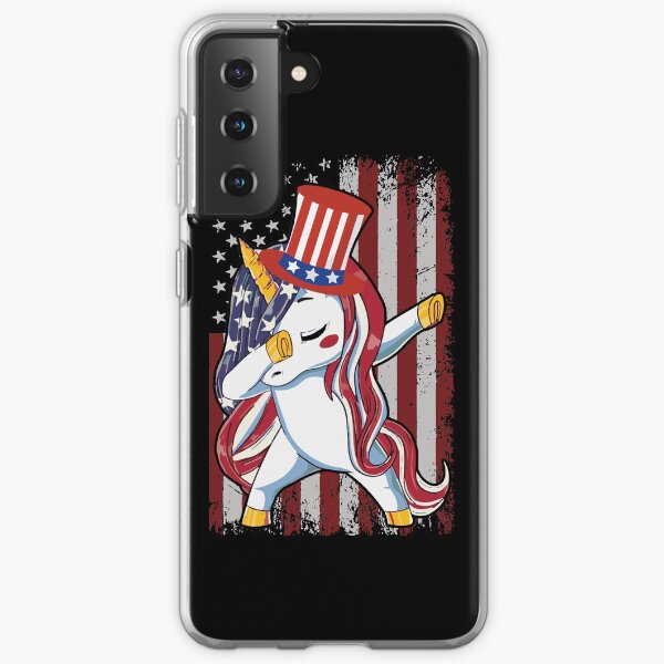 Dabbing Unicorn US Flag Cute 4th of July Independence Day Gift Samsung Galaxy Soft Case