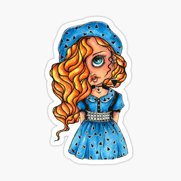 Gothic dolls faces original Big eye Girls art Sticker