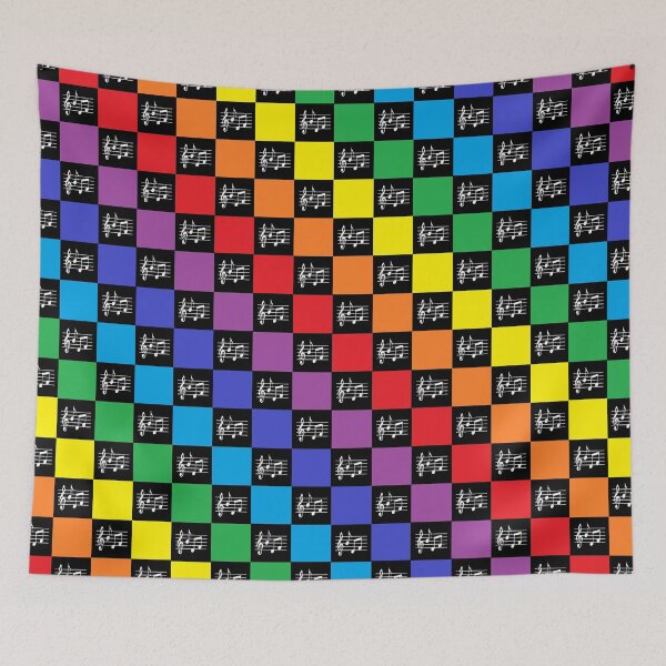 Item preview, Checkered Rainbow Black and Musical Notes designed and sold by lornakay.